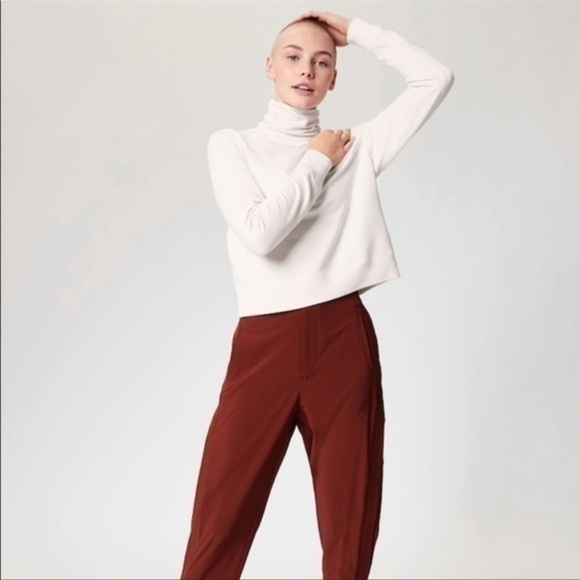 Athleta Cream Cropped Funnel Neck Top In Nirvana- STall - Picture 5 of 12